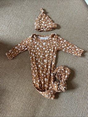 Brave Little Ones Newborn Gown Set with matching hat and headband